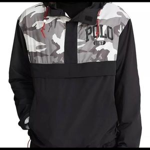Polo Ralph Lauren 1967 1/2 Zip Camo Nylon Windbreaker Hoodie Jacket - XXL